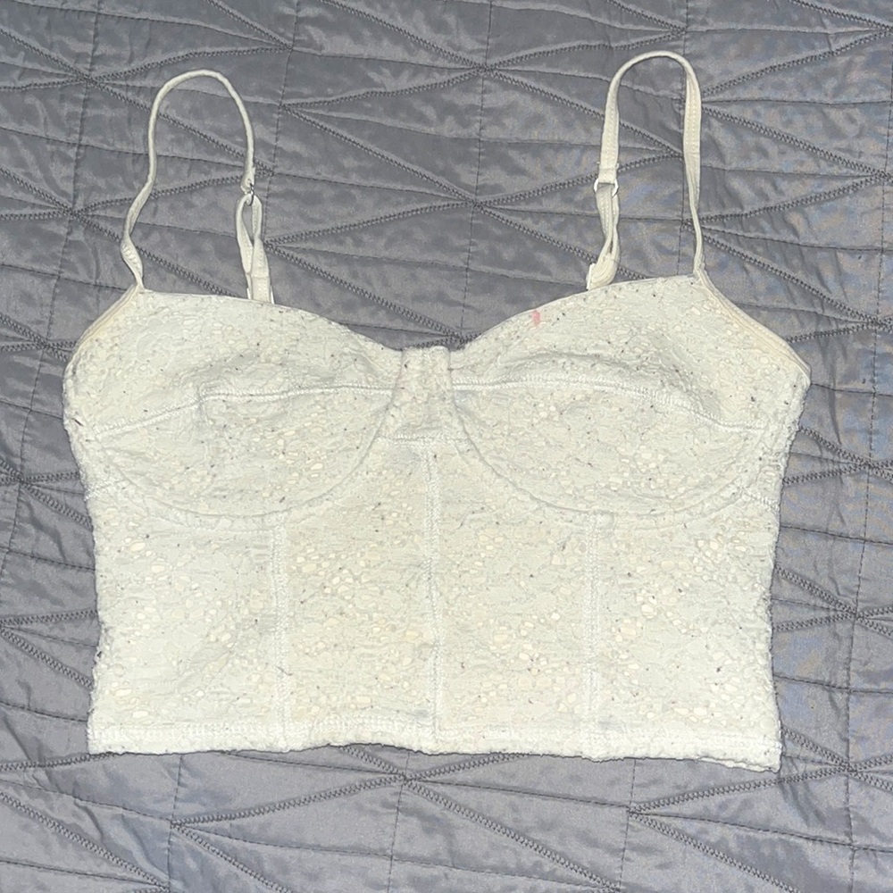 Cream Bustier Lace Crop Top
